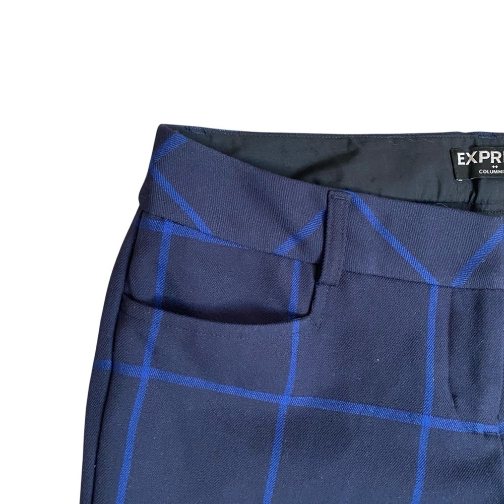Express Columnist Windowpane Plaid Dress Pants Blue Bootcut Size 2R - Picture 2 of 9